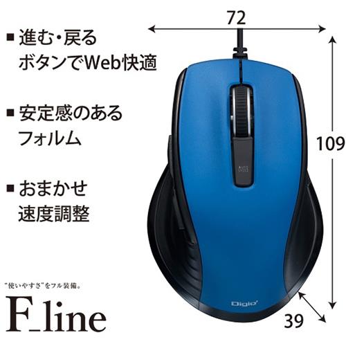 ナカバヤシ MUS-UKF227BL(ブルー) F_line 有線静音5ボタンBlueLEDマウス