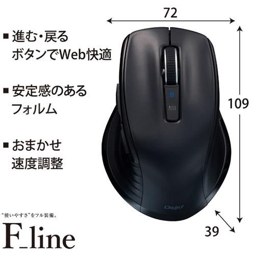 ナカバヤシ MUS-BKF228BK ブラック F_line Bluetooth静音5ボタンBlueLEDマウス