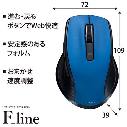 ナカバヤシ MUS-BKF228BL ブルー F_line Bluetooth静音5ボタンBlueLEDマウス