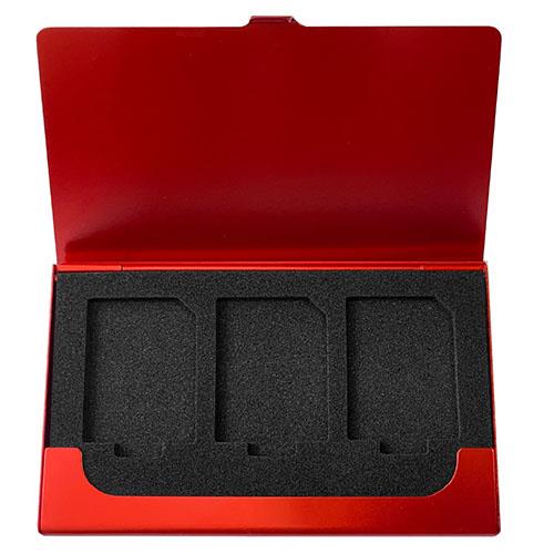 ナカバヤシ MCC-2201R(レッド) SDカード 3枚収納用 アルミカードケース ホルダー 静電気防止