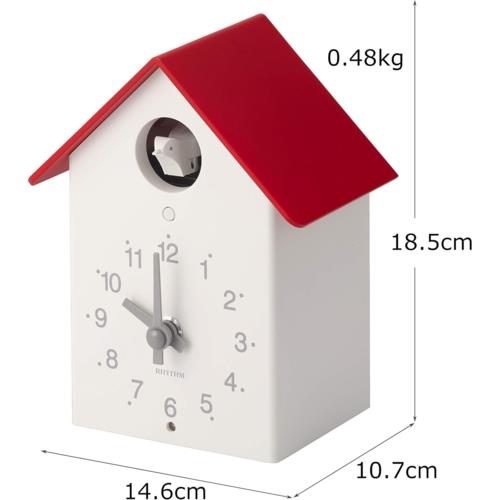 RHYTHM(リズム) 4RH797SR01 赤/白 置き時計 掛け時計 兼用 クォーツ ふいごカッコー 巣箱