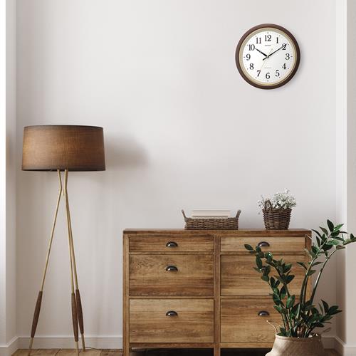 RHYTHM(リズム) 8MY564SR06 茶メタリック色 白 電波掛け時計 フィットウェーブ