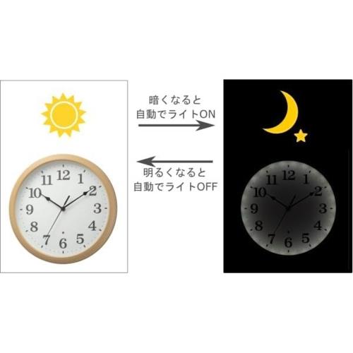 RHYTHM(リズム) 8MGA41ND06 ブラウン クオーツ掛け時計 連続秒針 見やすいフォント 暗所自動点灯