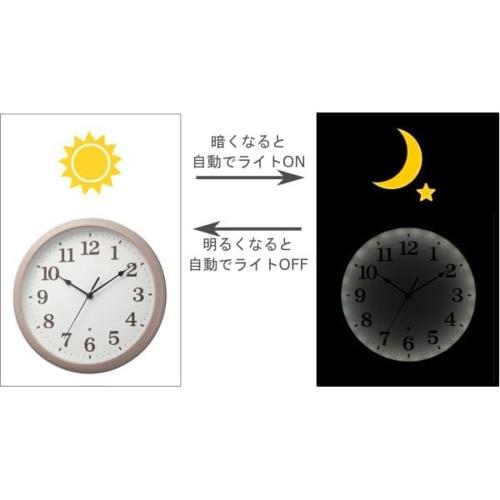 RHYTHM(リズム) 8MGA41ND13 ピンク クオーツ掛け時計 連続秒針 見やすいフォント 暗所自動点灯