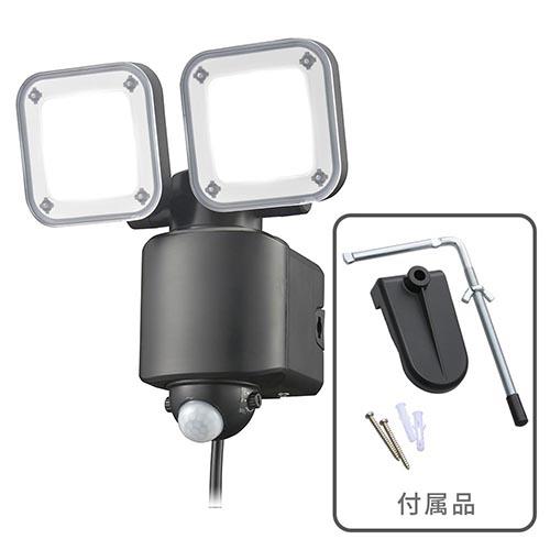 オーム電機(OHM) LS-A320W2 monban 防犯センサーライト 2灯コンセント式 3200ルーメン