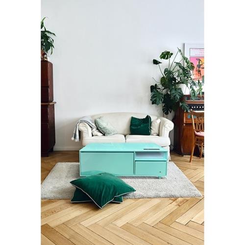 【設置】SAPPHIRE(サファイア) SAPPHIRE by LOOZER SMART TABLE STB80 MINT 冷蔵庫付きスマートテーブル 2ドア 81L