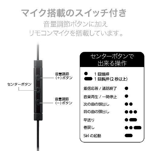 エレコム(ELECOM) EHP-LFS10IMSV シルバー イヤホン 有線タイプ セミオープン型 Lightning iPhone/iPad マイク付 高耐久ケーブル