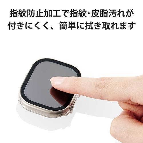 エレコム(ELECOM) AW-22CFCGCR クリア Apple Watch49mm用 プレミアムガラスフルカバーケース 高透明