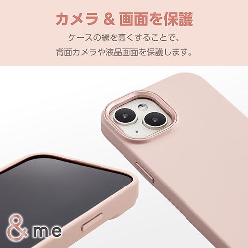 エレコム(ELECOM) iPhone15 ケース ハイブリッド ショルダーストラップ付 ダスティピンク