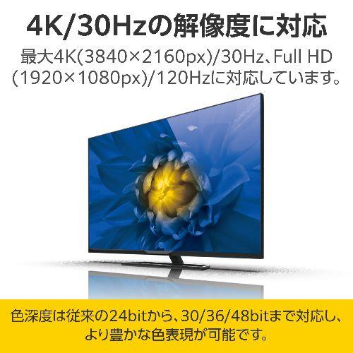 エレコム(ELECOM) CAC-HD14E30BK3(ブラック) HDMIケーブル ハイスピード 3m 4K 30Hz ARC テレビ パソコン ゲーム機対応 High Speed HDMI Cable