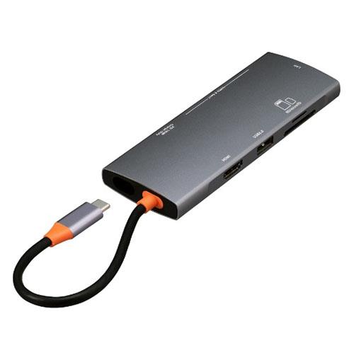 ナカバヤシ UD-C05GY グレー PD対応 Type~C 9in1 アルミドッキングステーション