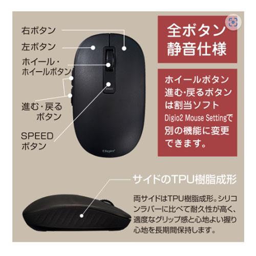 ナカバヤシ MUS-RKF218NB(ネイビー) 無線静音5ボタンBlueLEDマウス