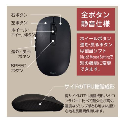 ナカバヤシ MUS-BKF219NB(ネイビー) Bluetooth静音5ボタンBlueLEDマウス