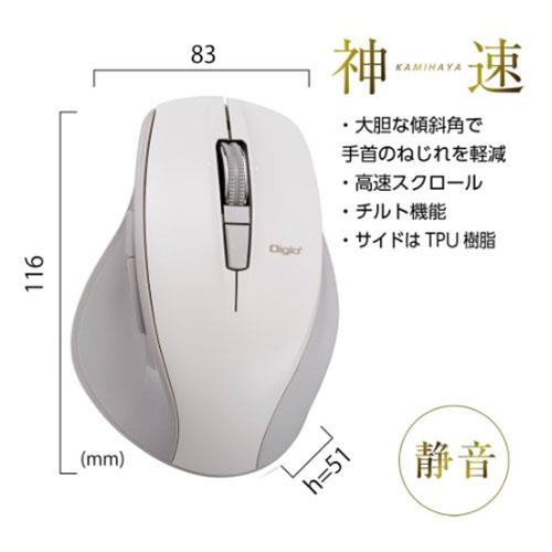 ナカバヤシ MUS-RKF164GY(グレージュ) 高速スクロールホイール搭載 神速シリーズ無線静音5ボタンBlueLEDマウス