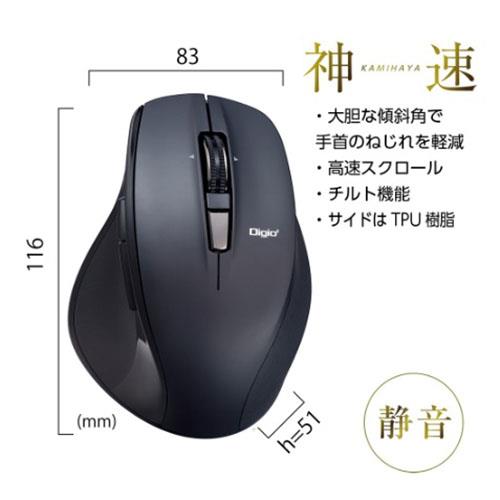 ナカバヤシ MUS-BKF165NBK Nブラック 高速スクロールホイール搭載 神速シリーズBluetooth静音5ボタンBlueLEDマウス