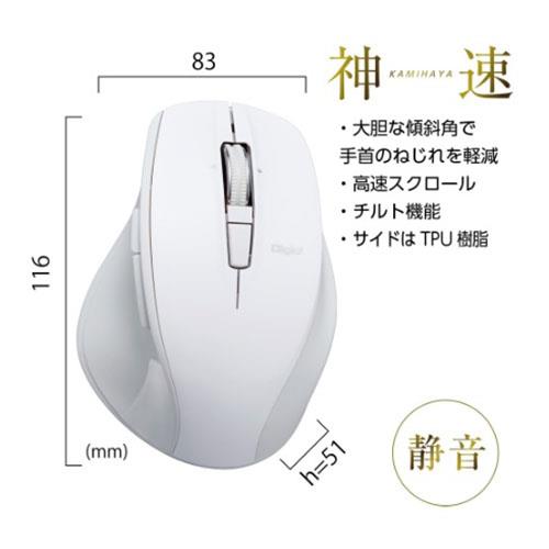 ナカバヤシ MUS-BKF165NW Nホワイト 高速スクロールホイール搭載 神速シリーズBluetooth静音5ボタンBlueLEDマウス