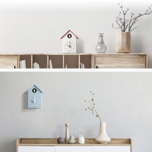 RHYTHM(リズム) 4RH797SR01 赤/白 置き時計 掛け時計 兼用 クォーツ ふいごカッコー 巣箱