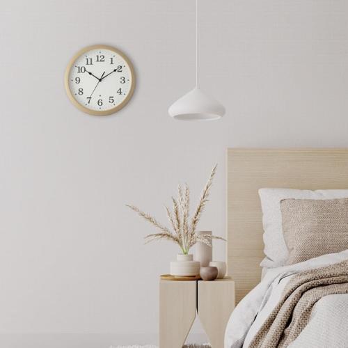 RHYTHM(リズム) 8MGA41ND06 ブラウン クオーツ掛け時計 連続秒針 見やすいフォント 暗所自動点灯