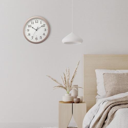 RHYTHM(リズム) 8MGA41ND13 ピンク クオーツ掛け時計 連続秒針 見やすいフォント 暗所自動点灯