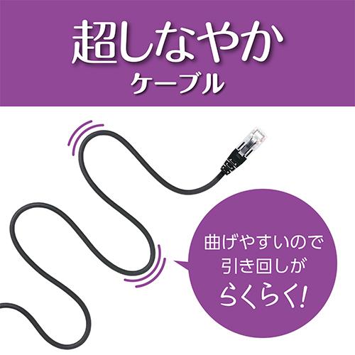ミヨシ C6A-N010BK ブラック 超しなやか 抜きやすいLANケーブル 1m