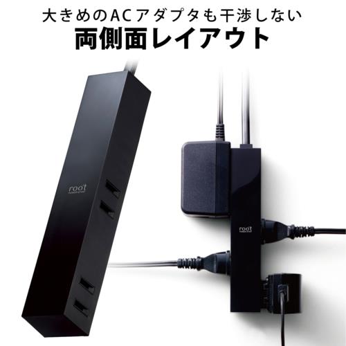 エレコム(ELECOM) AVT-D3-2425BK ブラック デザインタップ 延長コード 2ピン 4個口 2.5m