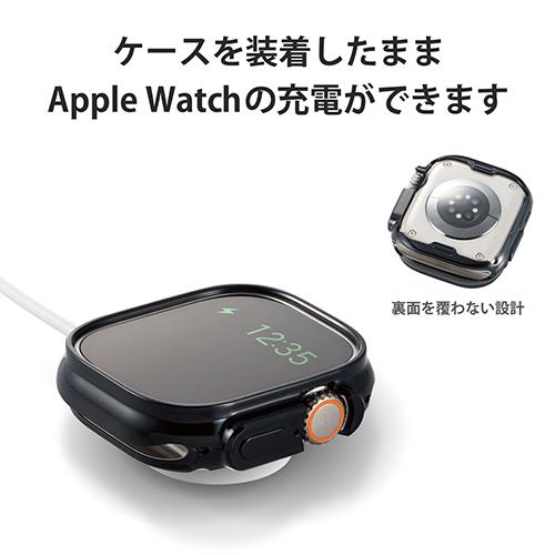 エレコム(ELECOM) AW-22CBPUBK ブラック Apple Watch 49mm 用 ソフトバンパー 耐衝撃 側面保護