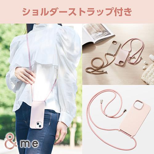 エレコム(ELECOM) iPhone15 ケース ハイブリッド ショルダーストラップ付 ダスティピンク