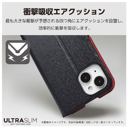 エレコム(ELECOM) PM-F243PLFUBK(ブラック) らくらくスマートフォン a / らくらくスマートフォン Lite MR01用 ケース レザー 手帳型 超軽量