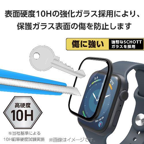 エレコム(ELECOM) AW-23BFLGS2R(ブラック) アップルウォッチ ガラス フィルム (Apple Watch Series 9/8/7 41mm対応) 全面保護 高透明 極薄 0.15mm