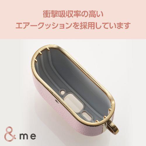 エレコム(ELECOM) AVA-AP06PLMJPN(ダスティピンク) AirPods 4 ケース ソフトレザー カバー (ワイヤレス/MagSafe充電対応) 衝撃吸収 落下防止 メッキ加工 &me