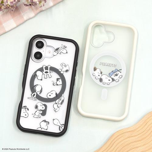 グルマンディーズ(gourmandis) SNGG-89B(きょうだい) ピーナッツ スヌーピー iPhone16 MagSafe 対応 プランプフレームケース