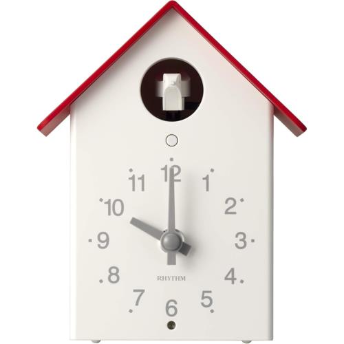 RHYTHM(リズム) 4RH797SR01 赤/白 置き時計 掛け時計 兼用 クォーツ ふいごカッコー 巣箱