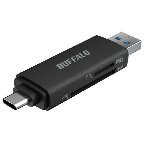 バッファロー(BUFFALO) BSCR130U3CBK USB3.2 Type-Cカードリーダー Type-C/Type-A接続 USB3.1 ・スマホ・タブレット対応