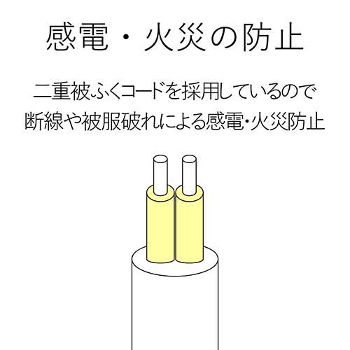 エレコム(ELECOM) T-S02-2620WH ホワイト 電源タップ 延長コード 2ピン 6個口 2m