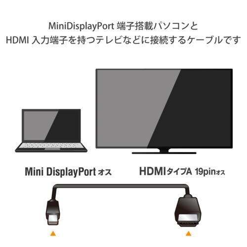 エレコム(ELECOM) AD-MDPHDMI30BK ブラック MiniDisplayPort-HDMI変換ケーブル 3m