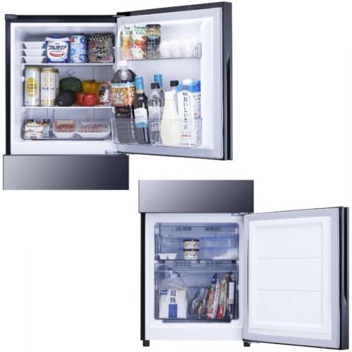 【設置】ツインバード(TWINBIRD) HR-GJ12B ブラック 2ドア冷凍冷蔵庫 ミラーガラスデザイン 121L 右開き 幅495mm