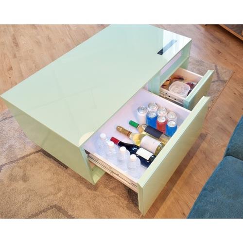 【設置】SAPPHIRE(サファイア) SAPPHIRE by LOOZER SMART TABLE STB80 MINT 冷蔵庫付きスマートテーブル 2ドア 81L