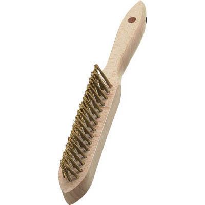 LESSMANN 120881 3行リベット 木柄ハンドブラシ 真鍮メッキ線