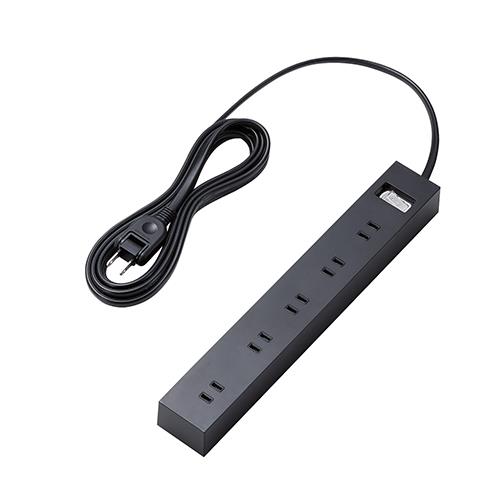 エレコム(ELECOM) ECT-1530BK ブラック 一括スイッチ付上面5口+側面5口タップ 延長コード 2ピン 3m
