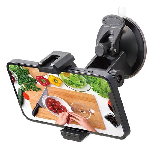 エレコム(ELECOM) P-STSRSUBK(ブラック) スマホ用ホルダー 吸盤タイプ 縦横撮り対応