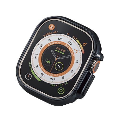 エレコム(ELECOM) AW-22CBPUBK ブラック Apple Watch 49mm 用 ソフトバンパー 耐衝撃 側面保護