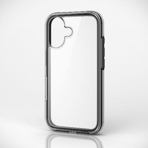エレコム(ELECOM) PM-A24AHVAIR2BK(ブラック×クリア) iPhone16 ケース ハイブリッド カバー 衝撃吸収 軽量 カメラレンズ保護設計 MUBRAIN