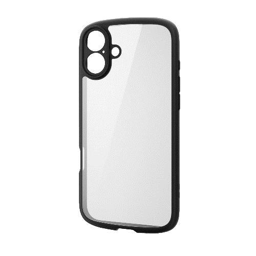 エレコム(ELECOM) PM-A24BTSLFCKBK(ブラック) iPhone 16 Plus用 ケース ハイブリッド 衝撃吸収 軽量 薄型 カメラレンズ保護設計 ストラップホール付