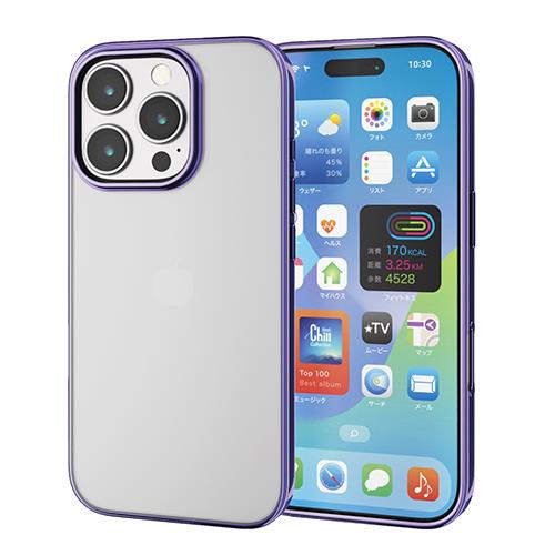 エレコム(ELECOM) PM-A24CUCTMPU メタリックヴァイオレット iPhone16 Pro用ケース ソフト カバー 衝撃吸収 カメラレンズ保護設計