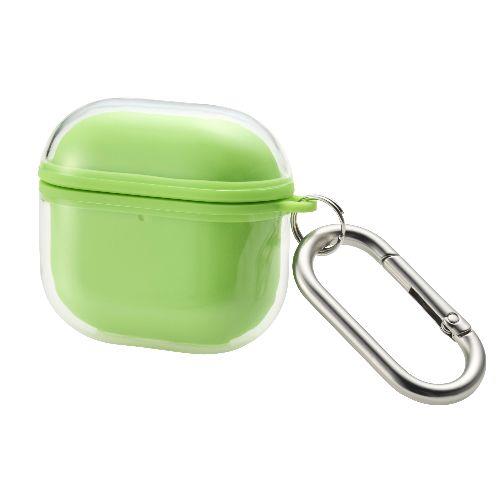 エレコム(ELECOM) AVA-AP06AIR2GN(グリーン) AirPods 4 ケース ソフト カバー (ワイヤレス/MagSafe充電対応) 衝撃吸収 落下防止 カラビナ付 MUBRAIN