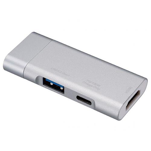 ナカバヤシ UD-C08SL シルバー PD対応 Type-C ポケットサイズドッキングステーション