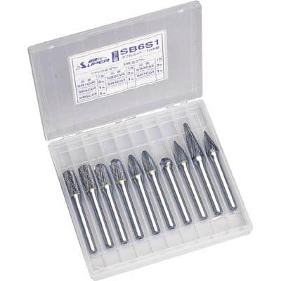 スーパーツール SB6S1 超硬バーシャンク径6ミリ 10本組セット:7種類入り
