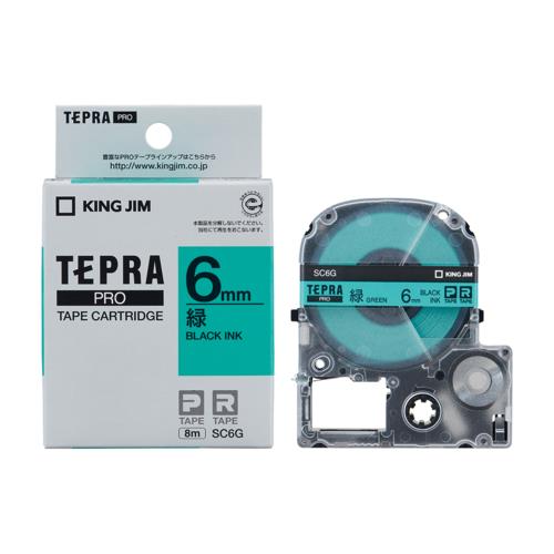 キングジム(KING JIM) テプラPRO カラーラベル パステル 緑 黒文字 6mm SC6G