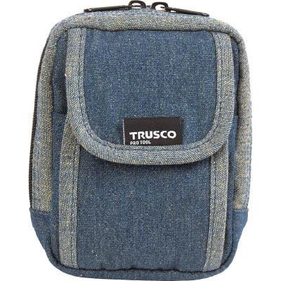 トラスコ中山 TDC-H101 デニム携帯電話用ケース 2ポケット ブルー