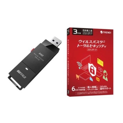バッファロー(BUFFALO) SSD-PUT1.0U3-BKC ポータブルSSD 1TB + ウイルスバスター TSS 3年版 同時購入用セット